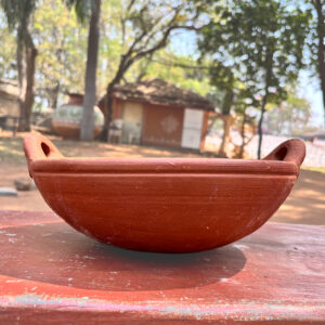 Alt text: “Traditional handcrafted terracotta clay cooking pot (12 × 4 inches), designed for slow cooking and curd preparation, with natural heat retention and an eco-friendly finish.