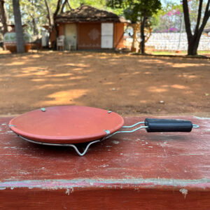 Handcrafted Terracotta Pan with Steel Lid – 9 Inch Diameter | 2 Inch Height | Traditional Clay Cookware