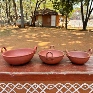 Handcrafted Terracotta Cooking Kadai with Handles – Small, Medium & Large Sizes