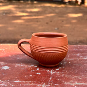 Handcrafted Terracotta Tea Cups with Handle – Natural Clay Cups (Set of 6)