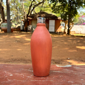11-Inch Natural Clay Water Bottle with Steel Cap