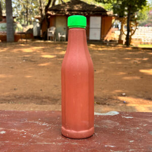 11-Inch Decorative Clay-Finish Bottle with Green Cap