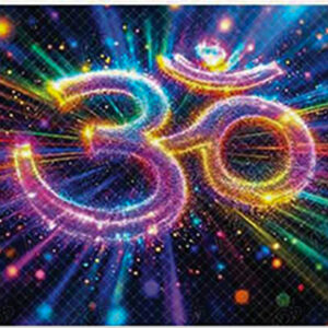 Divine Glowing Om Symbol – Premium Sugar UV / Sparkle Texture Print