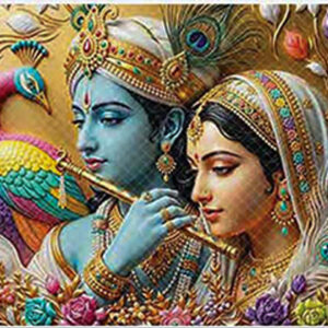 Radha Krishna Peacock Divine Art