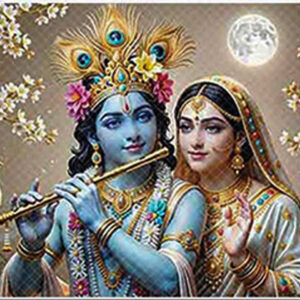 Radha Krishna Peacock Garden Divine Frames