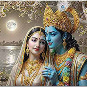 Radha Krishna Moonlight Divine Art Painting | Paper Sparkle & Sugar UV