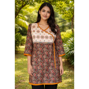 Ajrakh Print Short Kurti Dress – Handblock Ethnic Wear for Women
