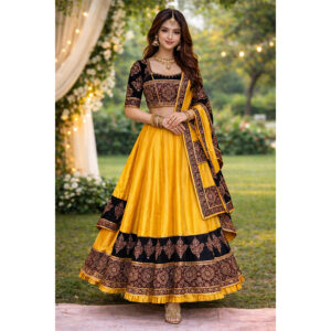 Mustard Yellow Gujarati Gagra Choli (Chaniya Choli) Set
