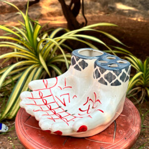 Ceramic Soap & Brush Holder – 6 Inch Bathroom Organizer (4 Inch Height)