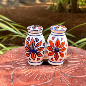 Hand-Painted Ceramic Salt & Pepper Shaker Set – 3” Floral Design