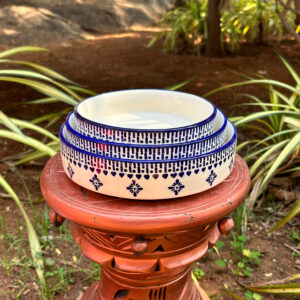 3-Piece Ceramic Serving Bowl Set – Hand-Painted Blue Heart & Floral Design (8”, 7”, 6”)