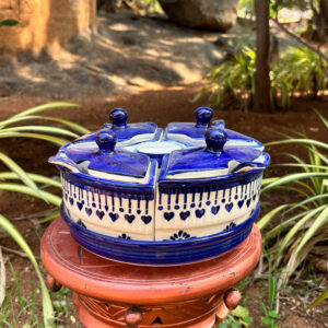 Ceramic Pickle Jar Set with Plate & Pepper Bottle – 8” Hand-Painted Blue Design (Copy)