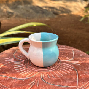 Mini Ceramic Coffee Cup – 2.5-Inch Dual-Tone Pastel Cup