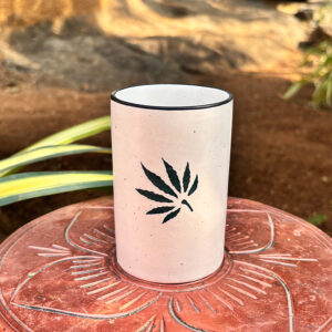 Mini Ceramic Tumbler – 2.5-Inch Pastel Finish Cup with Leaf Design