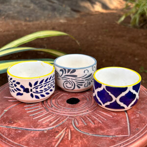 Blue Patterned Mini Ceramic Bowl – 2-Inch Decorative Serving Bowl