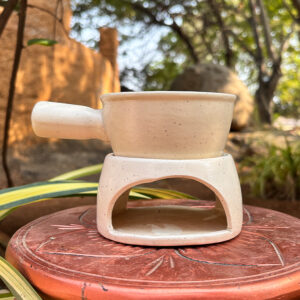 Ceramic Fondue & Chocolate Melting Set – 4-Inch Serving Bowl with Stand