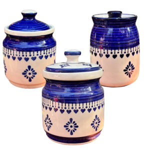 3-Piece Hand-Painted Ceramic Storage Jar Set – 5", 5" & 7.5"