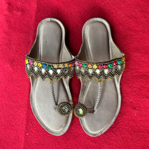 Kolapuri Handwork Women’s Ethnic Sandals with Bead & Mirror Embellishments
