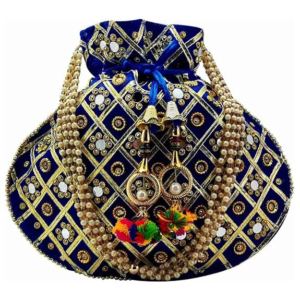 Elegant Silk Potli Bag with Pearl & Gold Embellishments