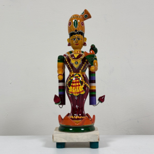 Etikopakka Lacquer Color Painted Wooden Godhadevi Statue | Handcrafted Traditional Idol for Home Décor & Gifting | 12 Inches (30 cm)