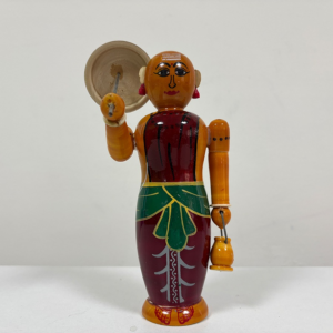 Wooden Etikopakka Lacquer Color Painted Vamanudu (Vamana Avatar) Statue | Handcrafted Traditional Wood Idol for Home Décor & Gifting (7 Inches )