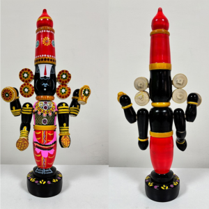 Handcrafted Etikopakka Lacquer Painted Wooden Lord Venkateswara (Balaji) Statue | Traditional Wood Idol for Home Décor & Gifting | 16 Inches