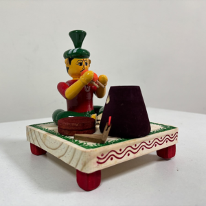 Handcrafted Etikoppaka Snake Catcher Wooden Figurine | Traditional Rural Folk Art Showpiece | 6 Inches