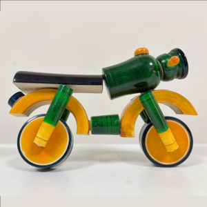 Handcrafted Etikoppaka Lacquer Wooden Bike Showpiece | Traditional Wooden Toy & Home Décor Collectible | 4 Inches