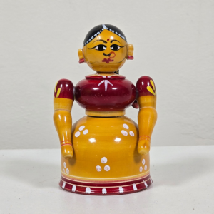 Handcrafted Etikoppaka Wooden Girl Toy – 4.5 Inches | Traditional Indian Lacquer Toy