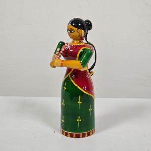 Handcrafted Etikoppaka Wooden Kolatam Lady Toy – 6.5 Inches | Traditional Folk Dance Showpiece