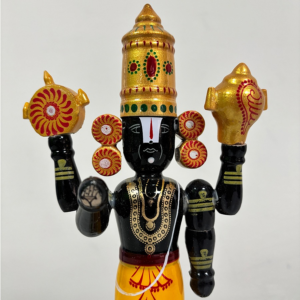Handcrafted Etikopakka Lacquer Painted Wooden Lord Venkateswara (Balaji) Statue NIJADHARSHANAM | Traditional Wood Idol for Home Décor & Gifting | 20 Inches