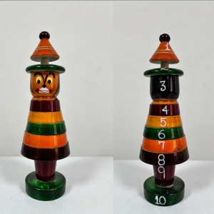 Etikoppaka Wooden Number Stacker Toy | Handcrafted Learning & Play Doll | Educational Toy for Kids | Traditional Indian Lacquerware | 8 Inches
