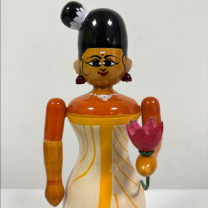 Handcrafted Etikoppaka Wooden Kerala Lady Showpiece Toy – 6.5 Inches | Traditional Indian Art Décor