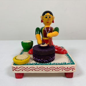 Handcrafted Etikoppaka Lacquer Painted Wooden Working Professional Figurine | Traditional Rural Life Craft Showpiece | 5 Inches (12 cm)