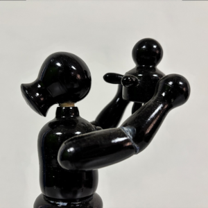 Handcrafted Black Wooden Mother & Child Doll – Traditional Decorative Showpiece (11 Inches)