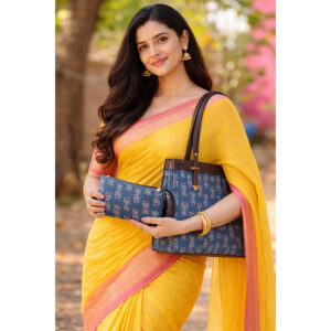 Tote bag,  floral print canvas body ,   Size 13" wide X 11" long with 5 " base