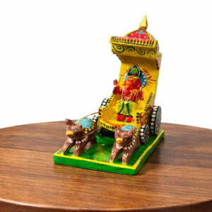 Handpainted Wooden Ganesh Ratham  7*4inch     7.5inch(h)