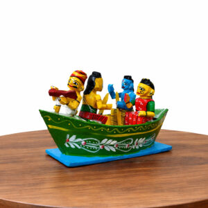 Rama Sita Lakshmana with Boatman Kevat – Kondapalli Bommalu Set (9inch, 6inch(h))