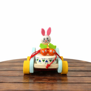 Wooden Bunny Pull Cart Toy – 5 Inch Height
