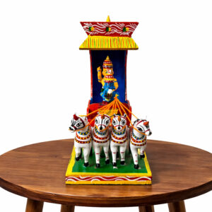 12 Inch Kondapalli Wooden Chariot Showpiece – 12 x 5 Inch Handcrafted Decor