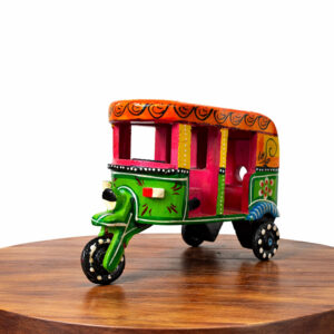 6.5 Inch Kondapalli Wooden Auto Rickshaw – 5.5 Inch Height Handcrafted Showpiece