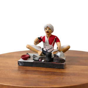 4.5 Inch Kondapalli Clay Village Artisan Figurine – Handcrafted Rural Craft Scene (5x4 Inch Base)