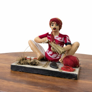 4.5 Inch Kondapalli Clay Broom Maker Figurine – Handcrafted Village Artisan (5x4 Inch Base)