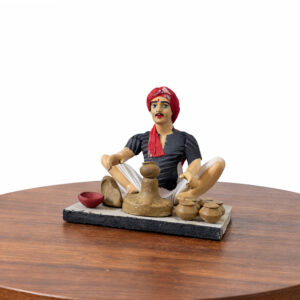 4.5 Inch Kondapalli Clay Potter Artisan Figurine – Traditional Village Craftsman (5x4 Inch Base)