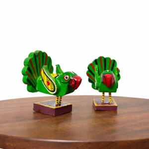 3.5 Inch Wooden Kondapalli Parrot Figurines – Handcrafted Traditional Bird Set