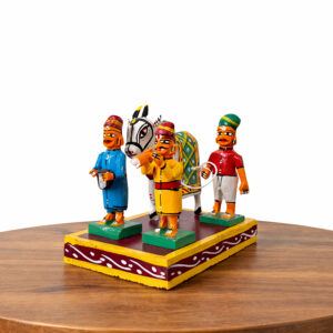 6 Inch Kondapalli Village Musicians &  blessed ox Figurine – Handcrafted Traditional Folk Scene