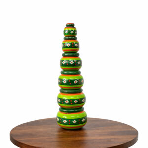 Handcrafted Wooden Decorative Pot Set – Traditional Hand-Painted Stack Design