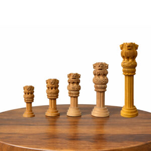 Wooden Ashoka Pillar Miniature Set (Hand‑Carved)5inch, 6inch, 8inch,10inch