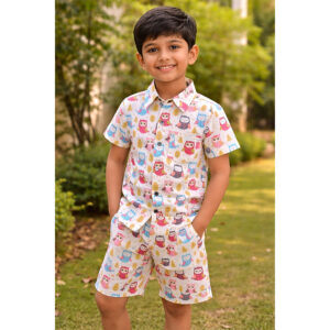 Kids Hand Block Printed Cotton Cord Set – Blue Tribal Print 🌺