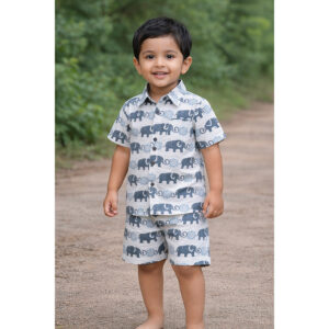Kids Elephant Print Cotton Co-ord Set – Cute & Comfortable Outfit